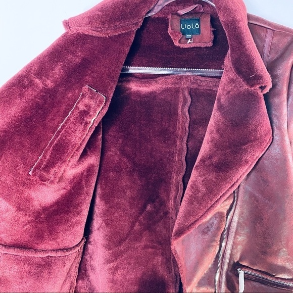 Merlot Aviator Moto Jacket Liola Italian Fashion - Picture 7 of 13